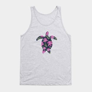 Floral Sea Turtle - cool colors Tank Top